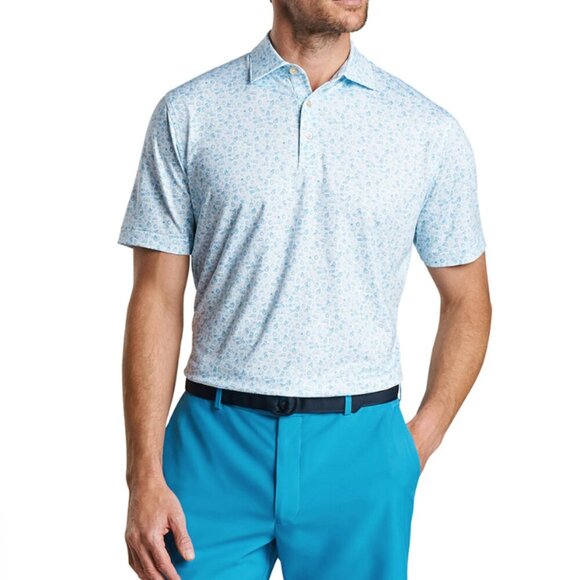 Peter Millar White Blue Deja Vu Performance Golf Jersey Polo Shirt XL NWT - Picture 2 of 6